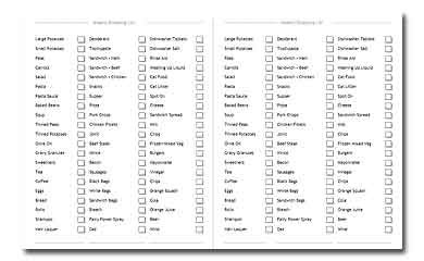 Shopping List in PDF Format