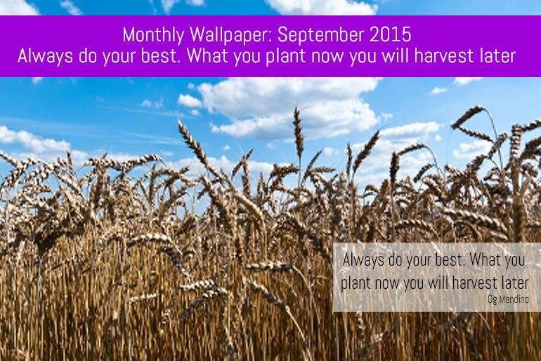 Monthly Wallpaper: September 2015 Always do your best. What you plant now you will harvest later