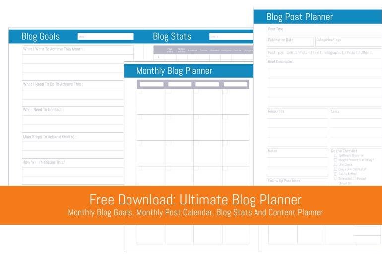 Free Download: Ultimate Blog Planner Monthly Blog Goals, Monthly Post Calendar, Blog Stats And Content Planner