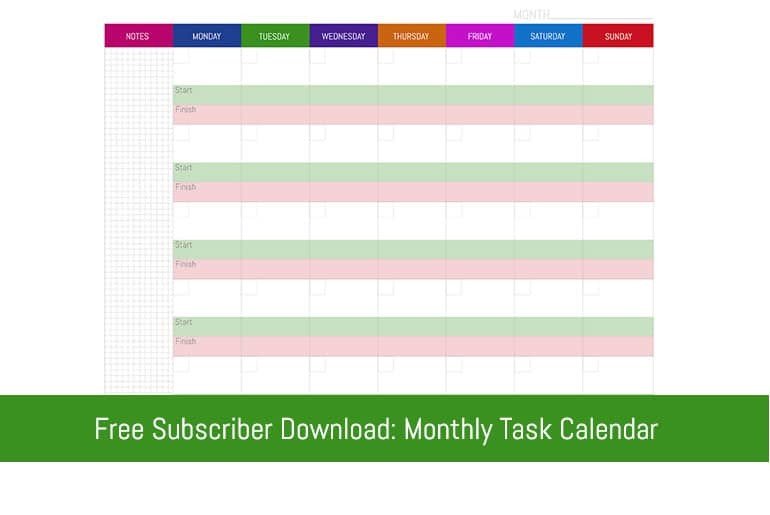 Monthly Task Planning Calendar