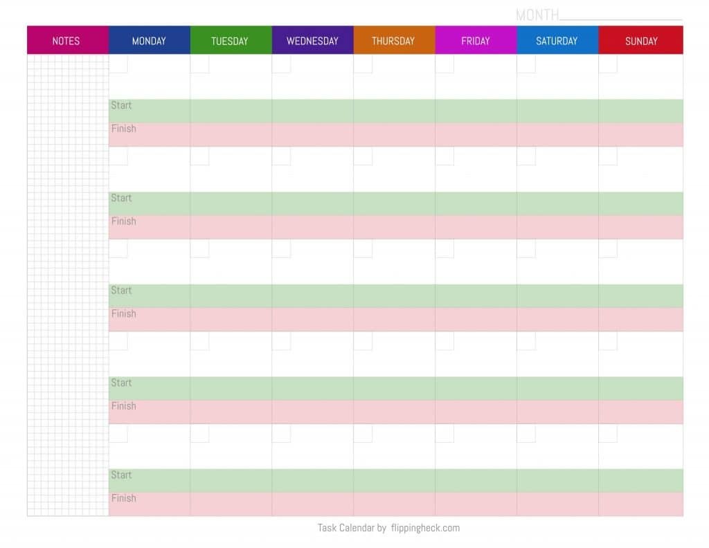 Monthly Task Calendar