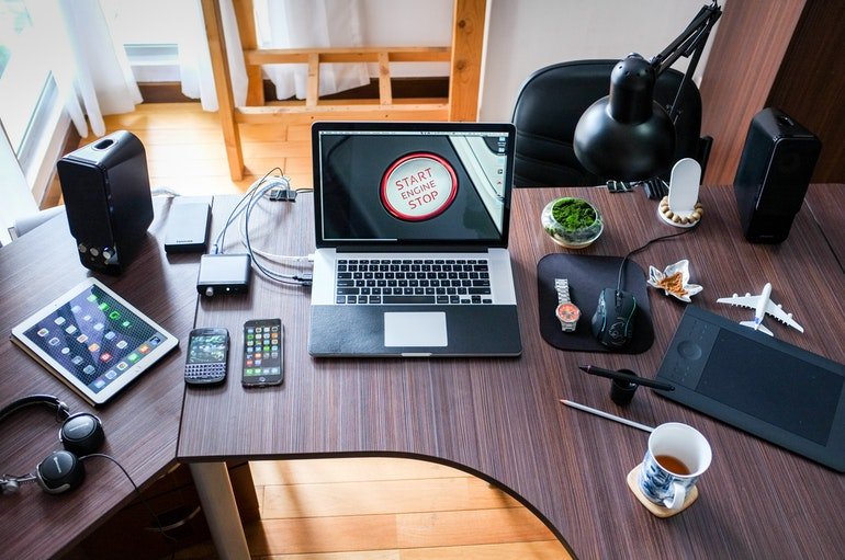 Laptop on computer desk