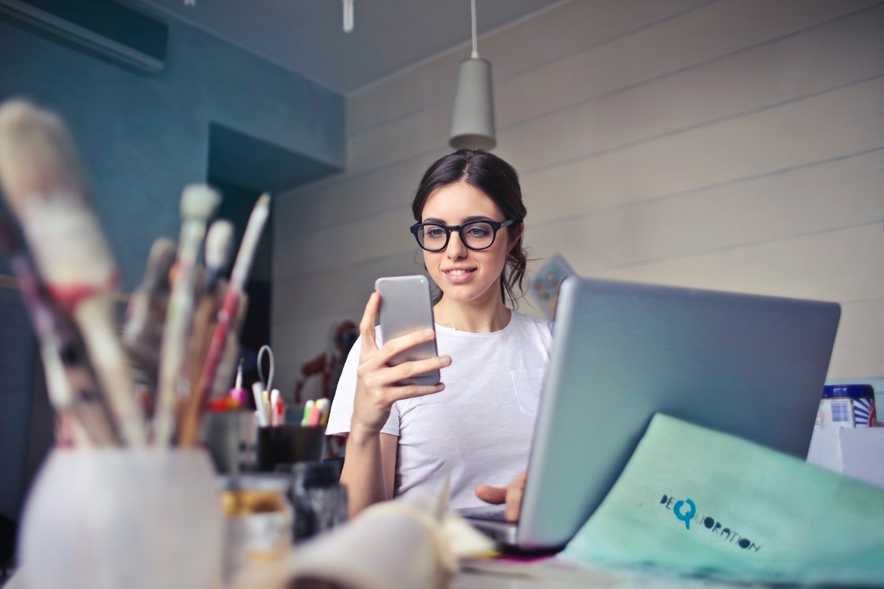 Woman looking at smartphone