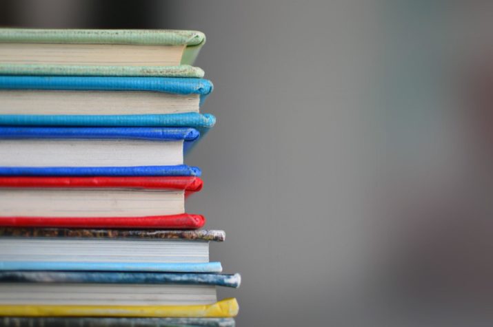 stak of books in different colours