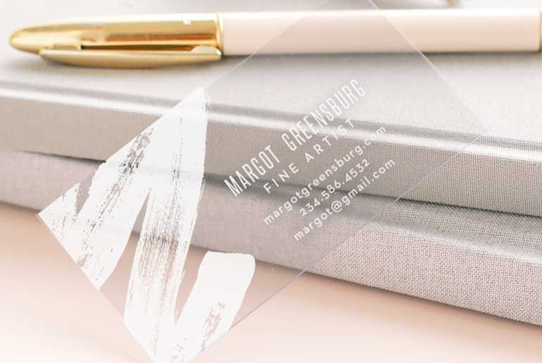 Transparent Business card and gold pen