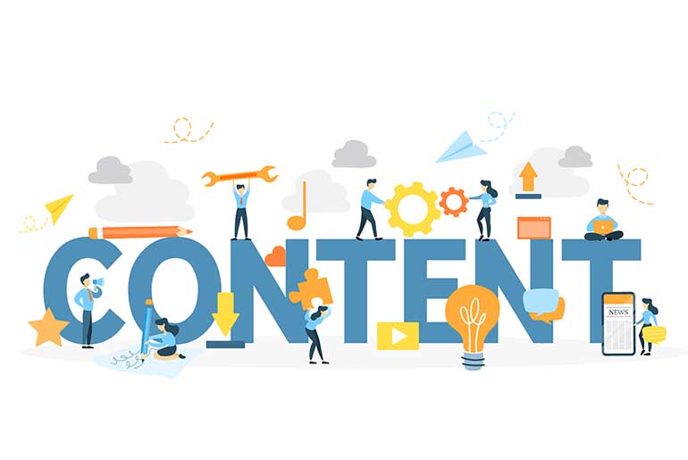 Illustration on the word content with construction going on