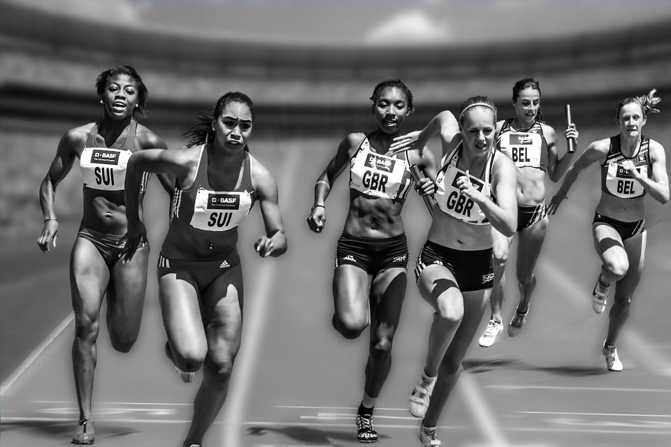 Relay Race, Competition, Stadium, Sport, Run, Athletics