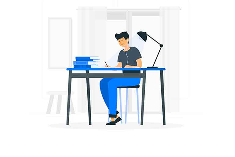 Illustration ofPerson studying at home