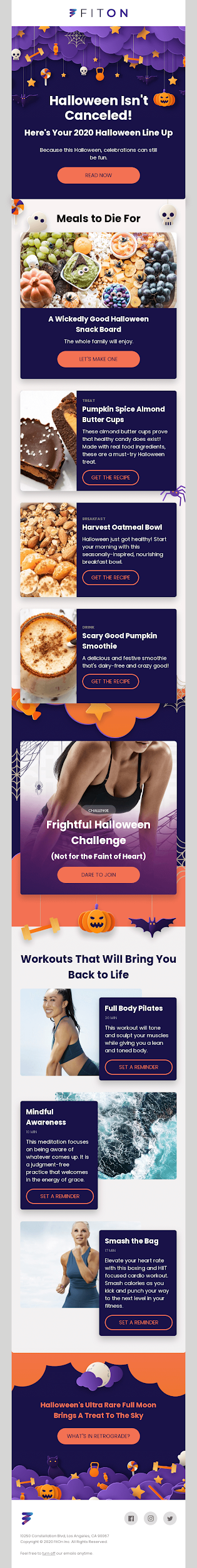 Halloween email template by FitOn