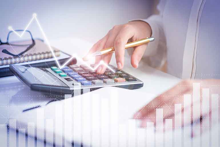 Accountant calculating profit