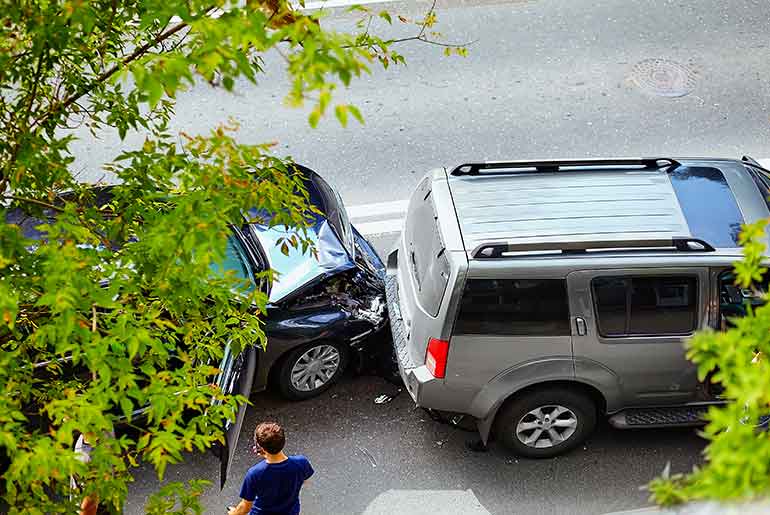 Automobile accident on a residential street