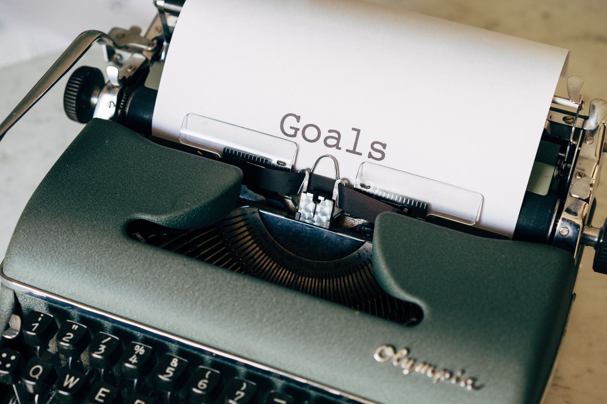 Goals typed on a typerwriter
