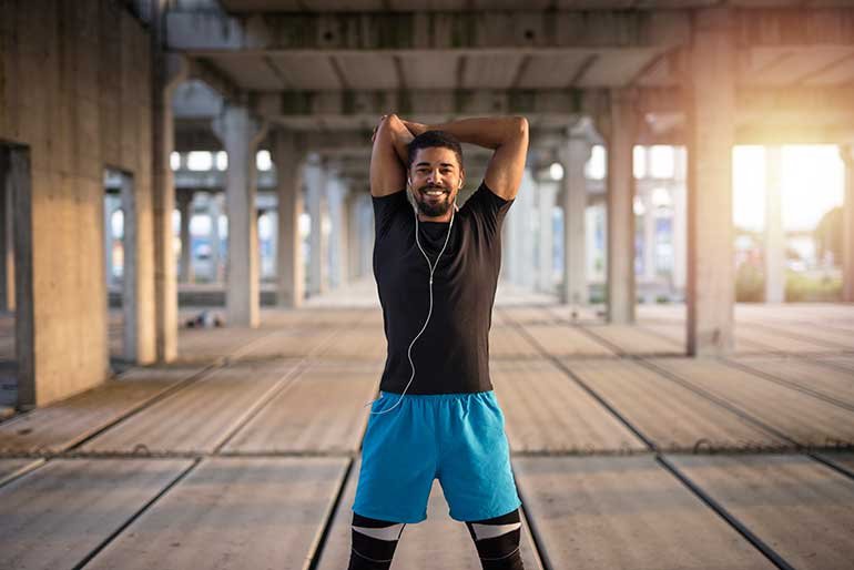 Sportsman getting ready to train