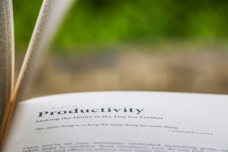 The word "Productivity" as a heading in a book