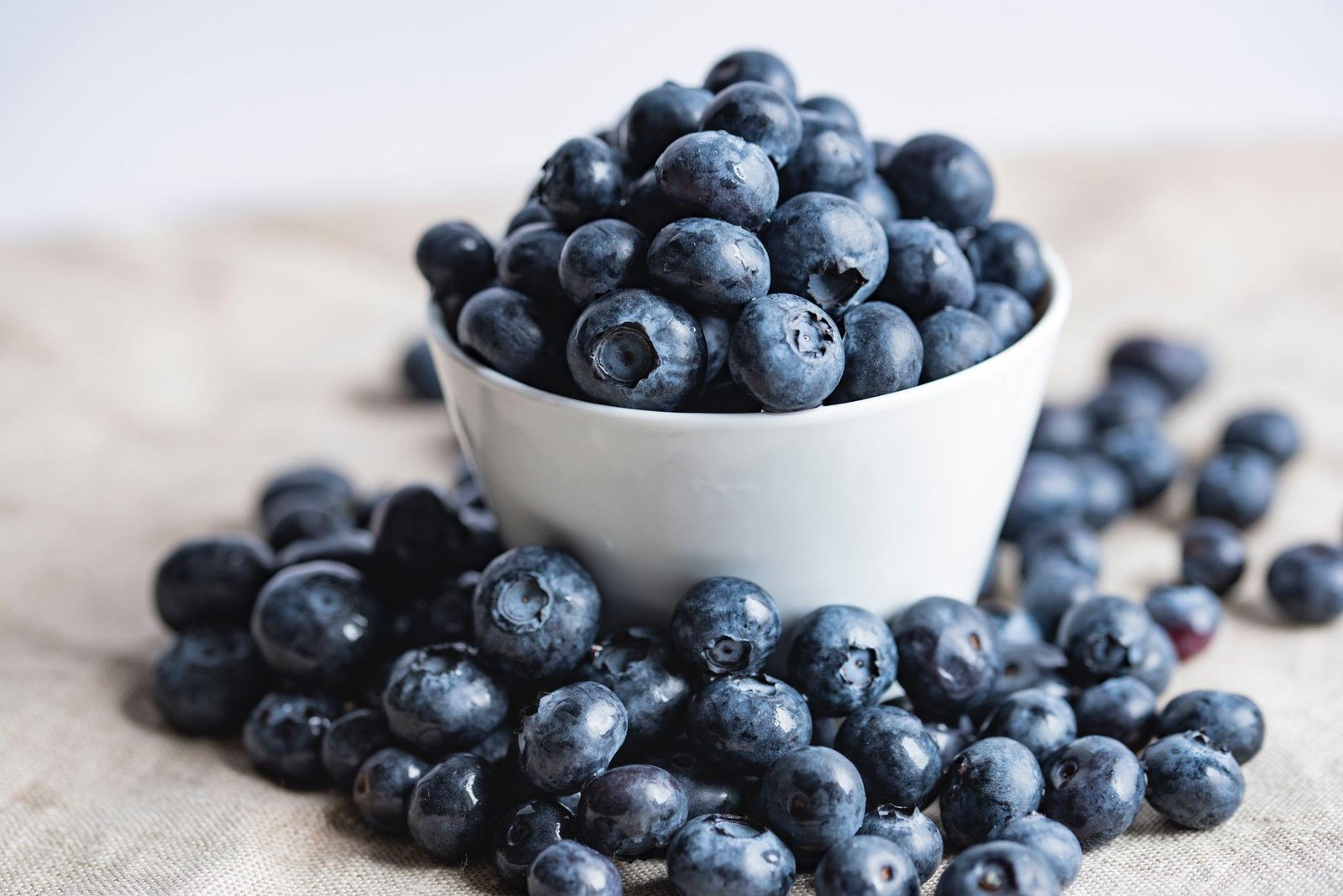 Blueberries in a white bowl