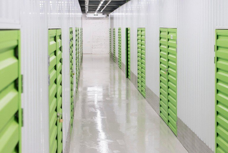 Interior of a self-storage facility