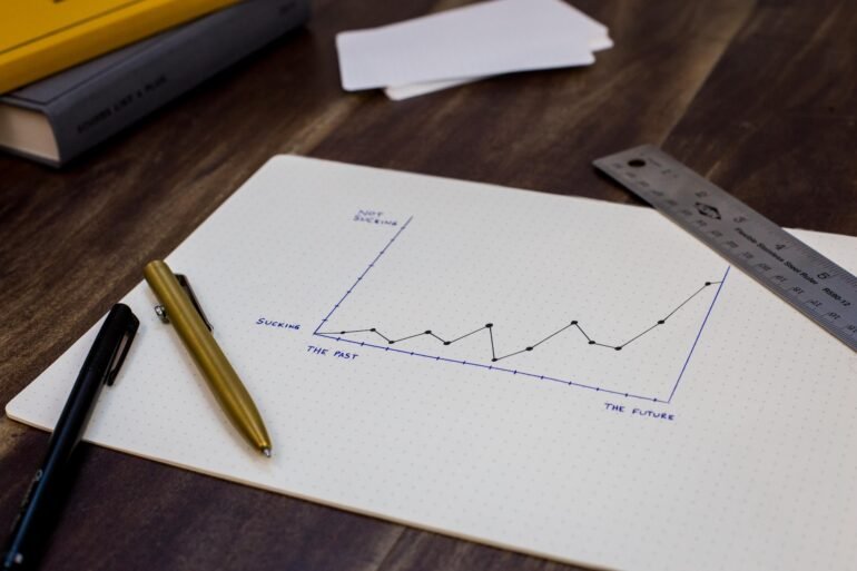 Chart drawn on paper showing growth over