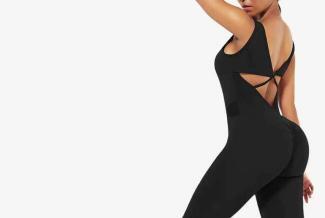 Woman wearing black shapewear suitable for exercise