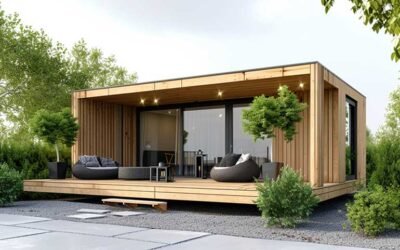 3D Rendering of a wooden building